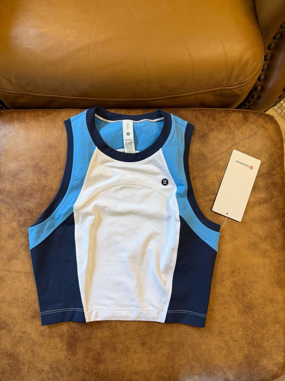 NWT Lululemon Court Champ High Neck Tennis Tank Top Small Club Ocean Blue White